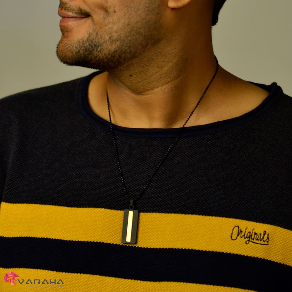 MP0006 - Gold Stripe Noir Pendant